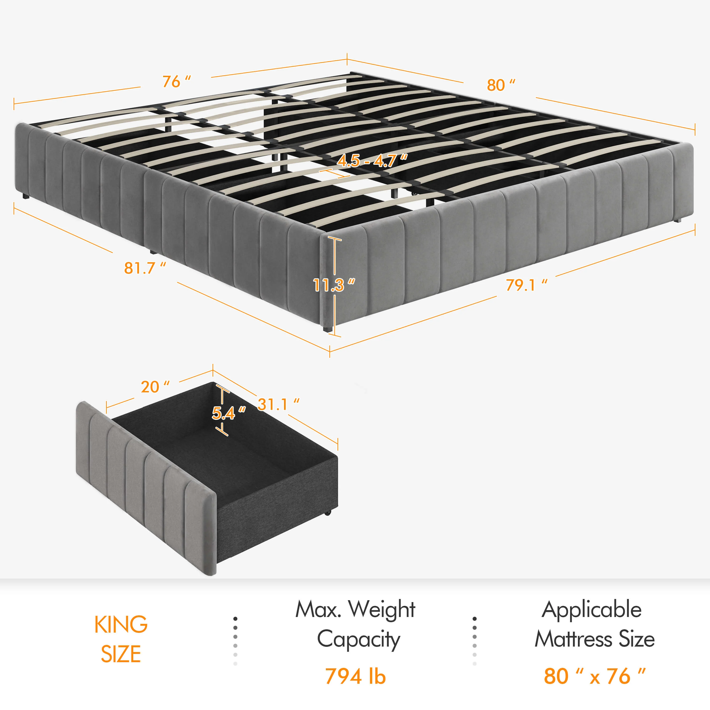 Yaheetech Upholstered Storage Bed - Image 4
