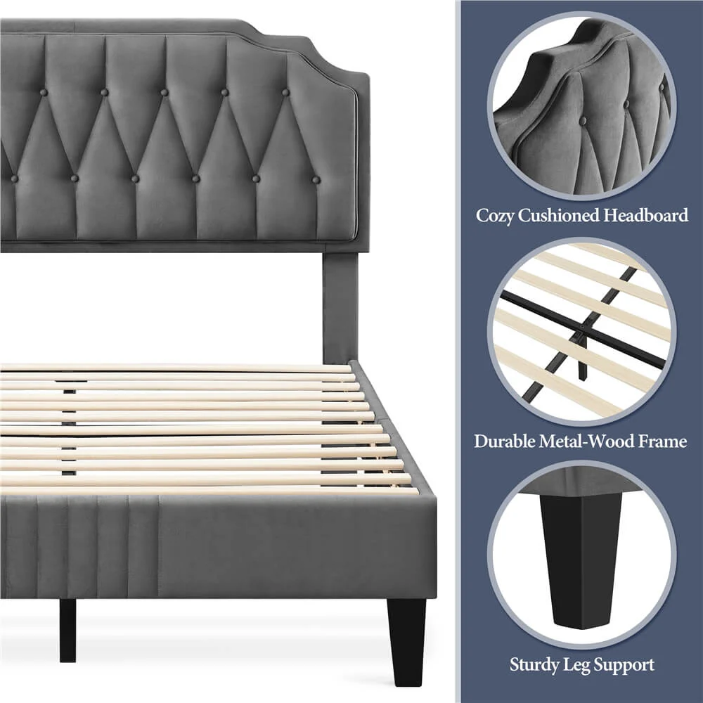 Yaheetech Full Size Upholstered Bed Frame - Image 4