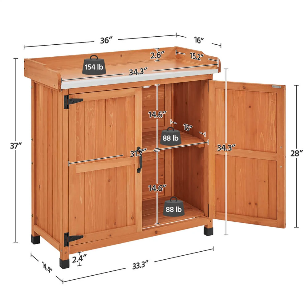 Yaheetech Outdoor Garden Patio Wooden Storage Cabinet - Image 4