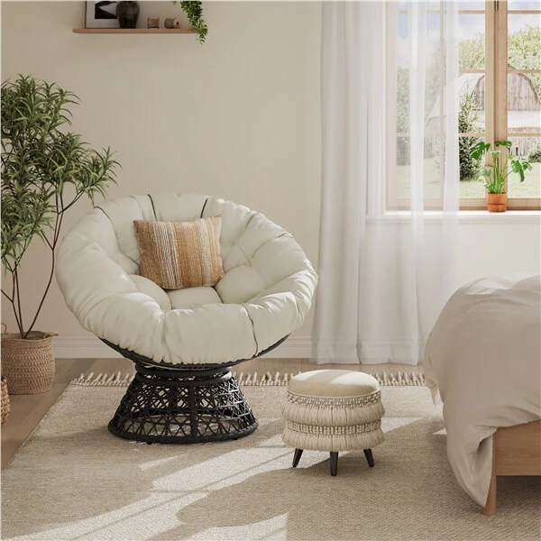 Yaheetech Indoor Papasan Chairs with Thick Tufted Cushions and Frame