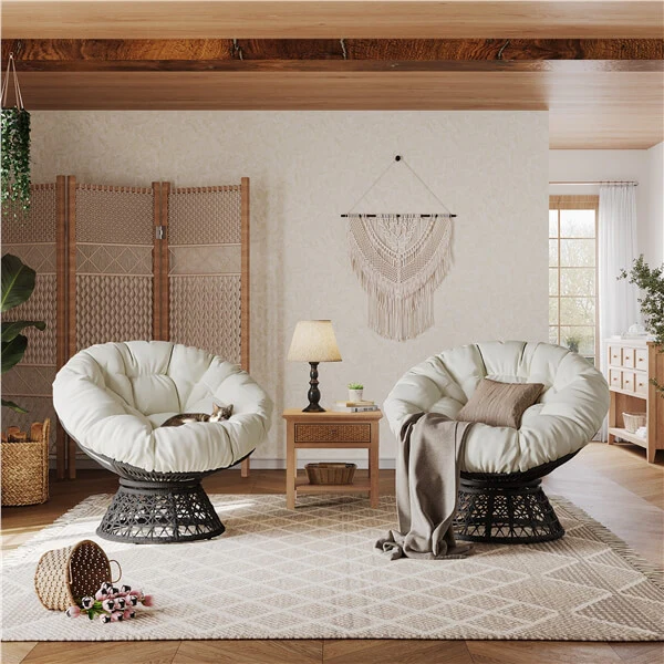Yaheetech Indoor Papasan Chairs with Thick Tufted Cushions and Frame - Image 12