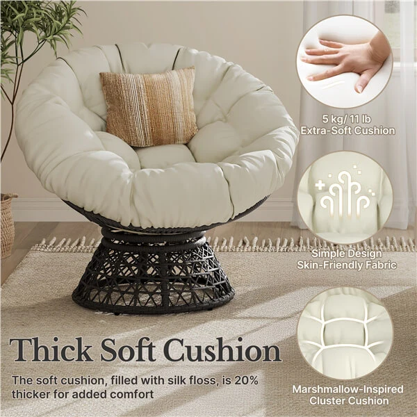 Yaheetech Indoor Papasan Chairs with Thick Tufted Cushions and Frame - Image 5