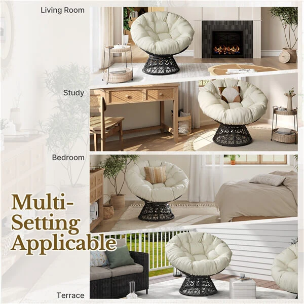 Yaheetech Indoor Papasan Chairs with Thick Tufted Cushions and Frame - Image 7