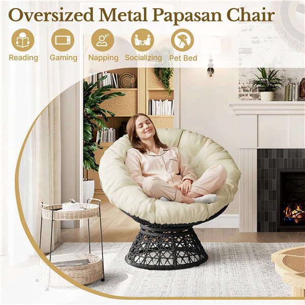 Yaheetech Indoor Papasan Chairs with Thick Tufted Cushions and Frame - Image 9