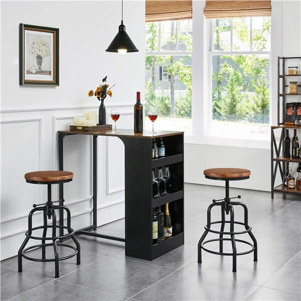 Yaheetech Industrial Vintage Counter Height Adjustable Bar Stool
