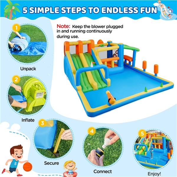 Yaheetech Inflatable Water Slide with Market Stand - Image 4
