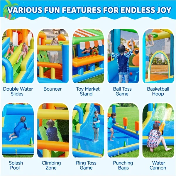 Yaheetech Inflatable Water Slide with Market Stand - Image 5