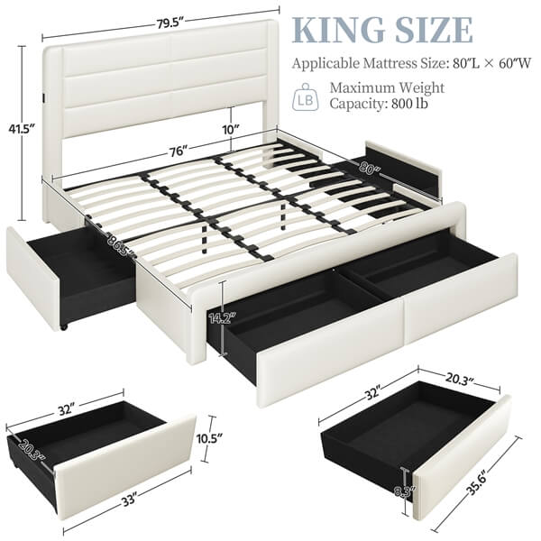Yaheetech Bed Frame with 2 USB Charging Station - Image 5