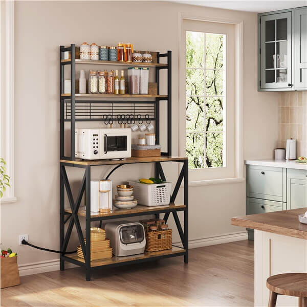 Yaheetech Kitchen Bakers Rack with Power Outlet & LED Lights - Image 17