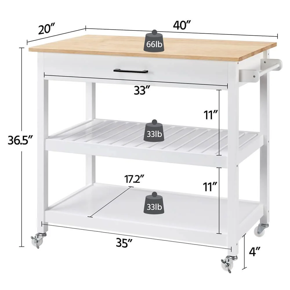Yaheetech Kitchen Island Cart on Wheels - Image 3