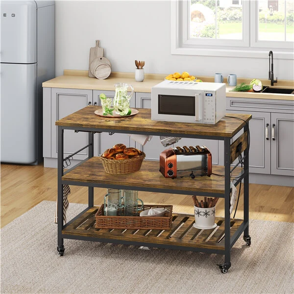 Yaheetech Kitchen Island Cart with Power Outlet - Image 10