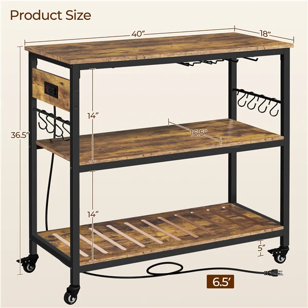 Yaheetech Kitchen Island Cart with Power Outlet - Image 4