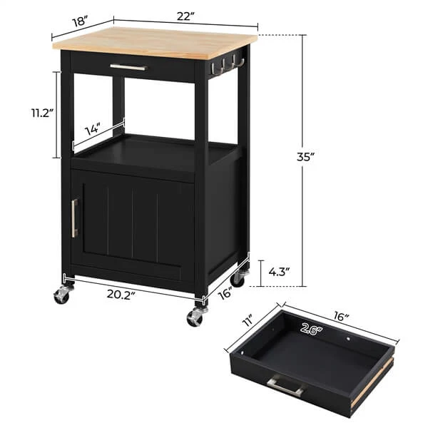 Yaheetech Kitchen Island Cart with Storage - Image 3