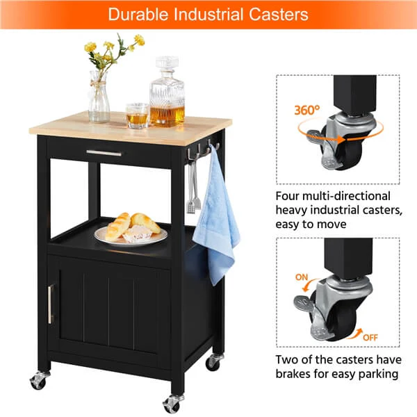 Yaheetech Kitchen Island Cart with Storage - Image 5