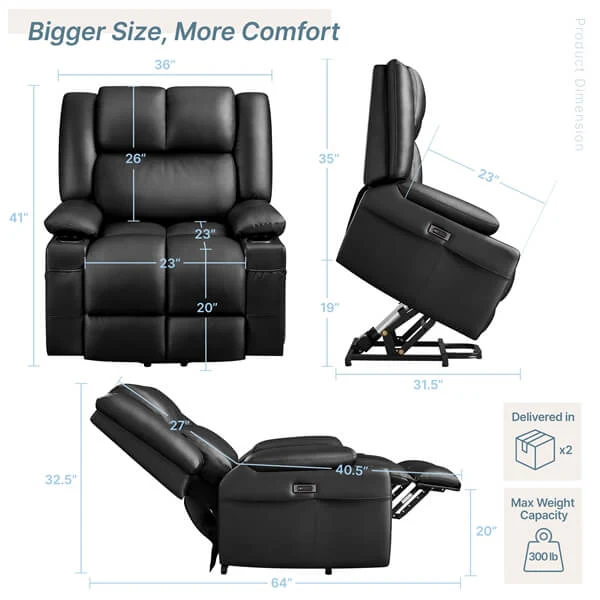 Yaheetech Large Electric Power Lift Recliner Chair - Image 3