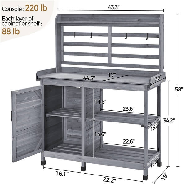 Yaheetech Large Horticulture Work Table Workstation - Image 3