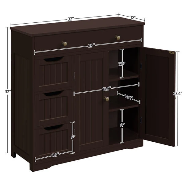 Yaheetech Large Storage Space Wooden Organizer with 1 Big Drawer - Image 3
