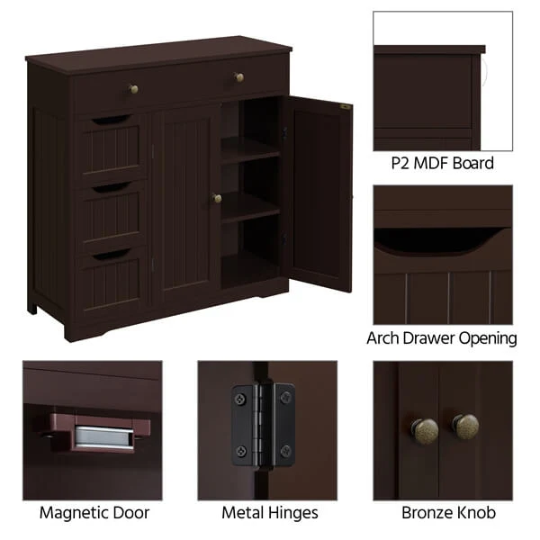 Yaheetech Large Storage Space Wooden Organizer with 1 Big Drawer - Image 5