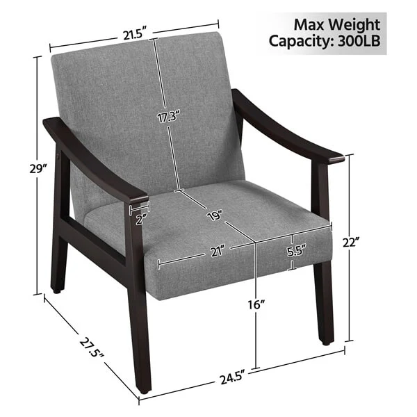 Yaheetech Leisure Chair with Solid Armrest and Feet - Image 3
