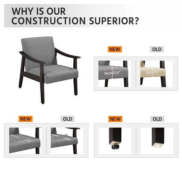 Yaheetech Leisure Chair with Solid Armrest and Feet - Image 4