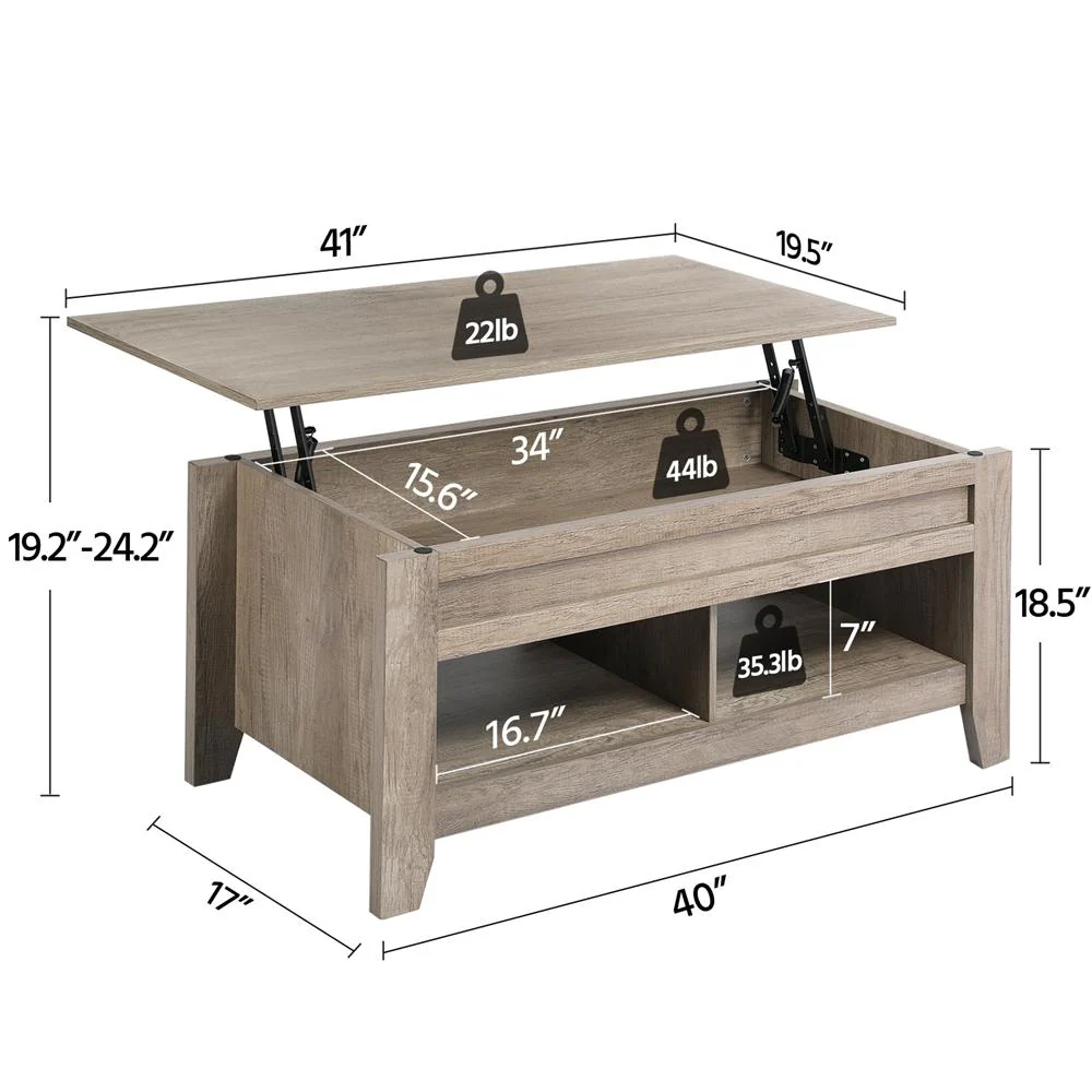 Yaheetech Wood Coffee Table Lift Up Coffee Table - Image 5