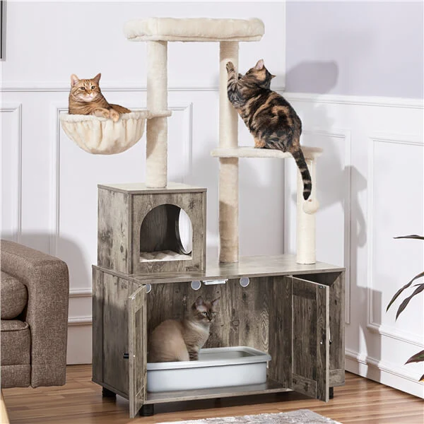 Yaheetech Litter Box Enclosure with Cat Tree - Image 10