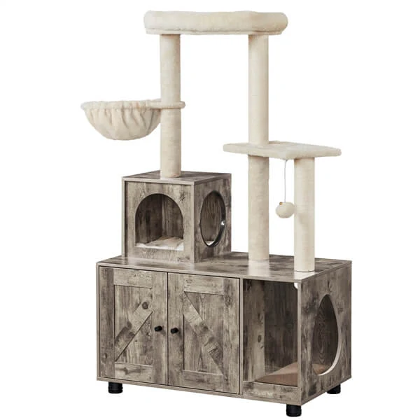 Yaheetech Litter Box Enclosure with Cat Tree - Image 2