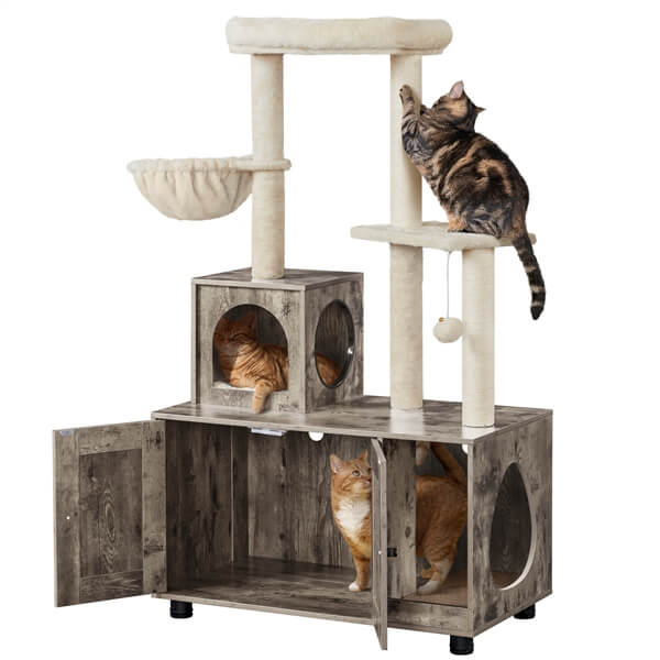 Yaheetech Litter Box Enclosure with Cat Tree - Image 5