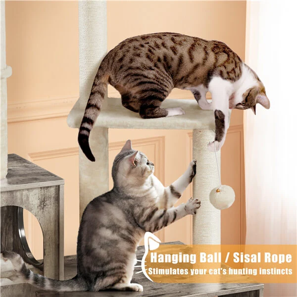 Yaheetech Litter Box Enclosure with Cat Tree - Image 6