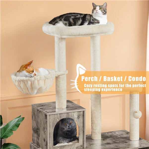 Yaheetech Litter Box Enclosure with Cat Tree - Image 7