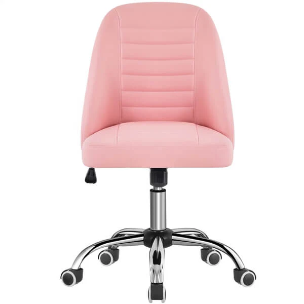 Yaheetech Mid Back PU Leather Armless Desk Office Chair - Image 4