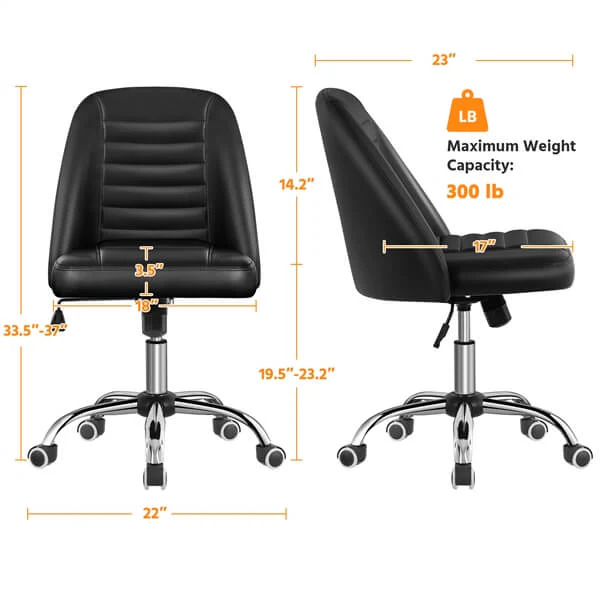 Yaheetech Mid Back PU Leather Armless Desk Office Chair - Image 6