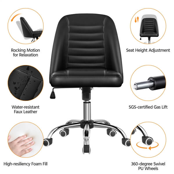 Yaheetech Mid Back PU Leather Armless Desk Office Chair - Image 8