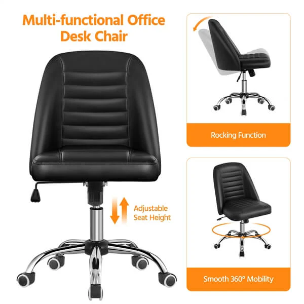 Yaheetech Mid Back PU Leather Armless Desk Office Chair - Image 9