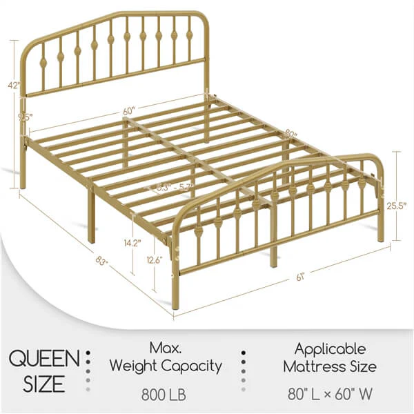 Yaheetech Metal Bed Frame Metal Platform Bed - Image 3