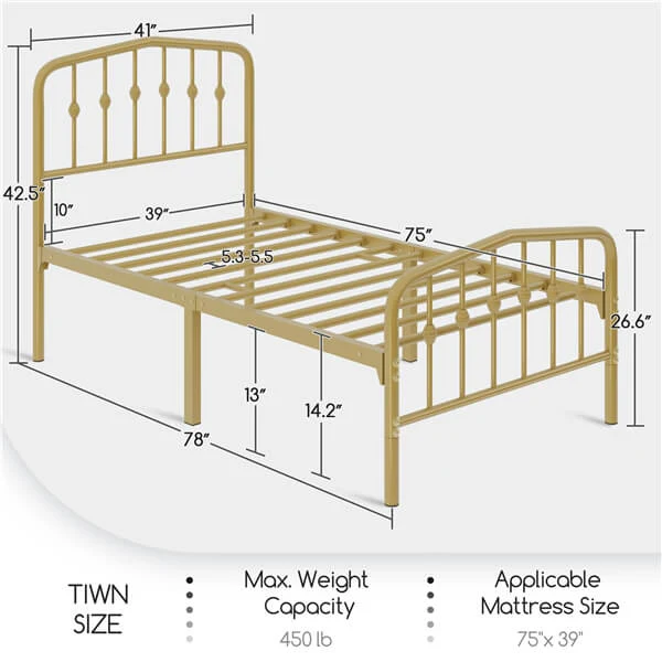 Yaheetech Metal Bed Frame Metal Platform Bed - Image 5