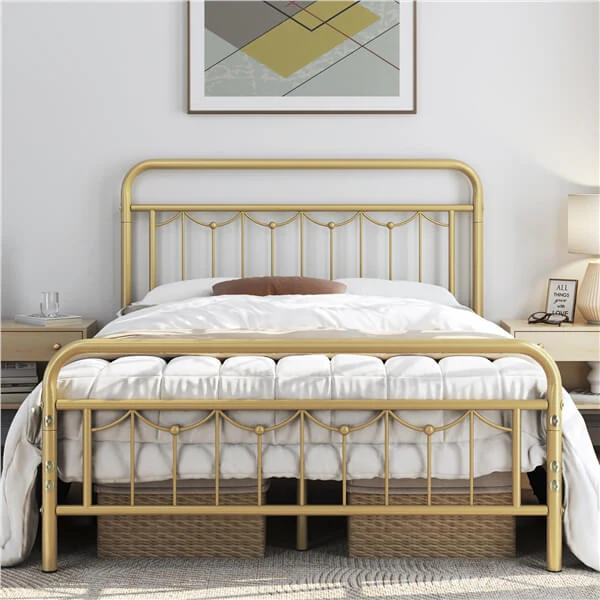 Yaheetech Metal Bed Frame with Vintage Headboard and Footboard - Image 10