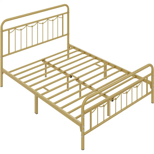 Yaheetech Metal Bed Frame with Vintage Headboard and Footboard - Image 2