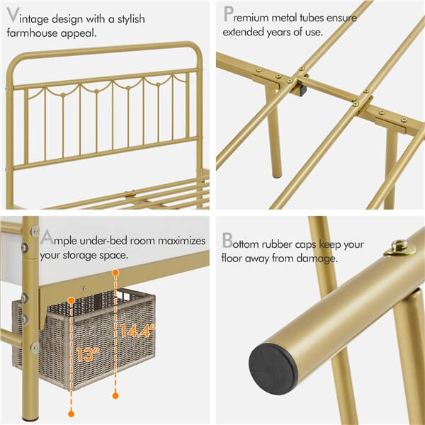 Yaheetech Metal Bed Frame with Vintage Headboard and Footboard - Image 8