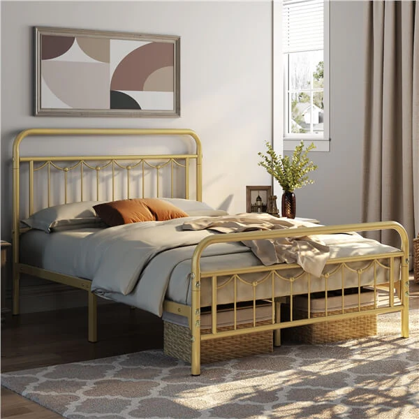 Yaheetech Metal Bed Frame with Vintage Headboard and Footboard - Image 9