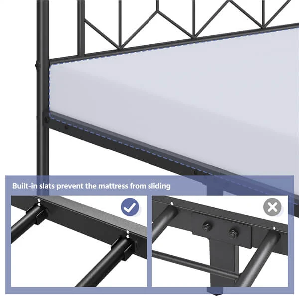 Yaheetech Metal Platform Bed Frame Mattress Foundation with Diamond Pattern Headboard - Image 11