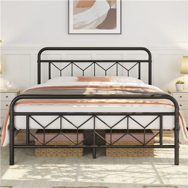 Yaheetech Metal Platform Bed Frame Mattress Foundation with Diamond Pattern Headboard - Image 13
