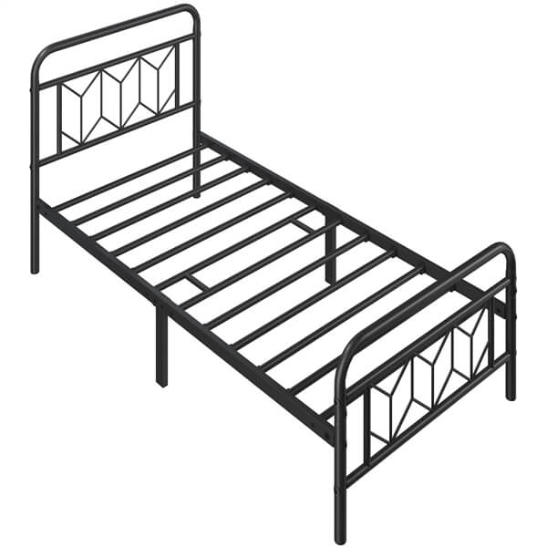 Yaheetech Metal Platform Bed Frame Mattress Foundation with Diamond Pattern Headboard - Image 4