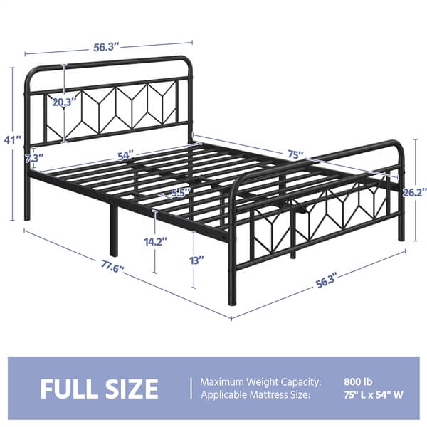 Yaheetech Metal Platform Bed Frame Mattress Foundation with Diamond Pattern Headboard - Image 6