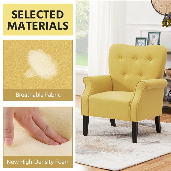 Yaheetech Mid-century Accent Armchair, Yellow - Image 5