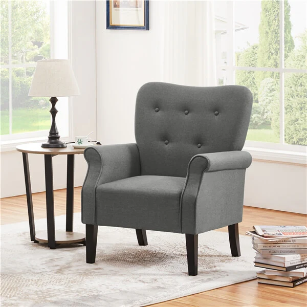Yaheetech Mid Century Accent Chair with Sturdy Wood Legs and High Back - Image 13