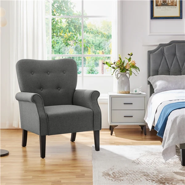 Yaheetech Mid Century Accent Chair with Sturdy Wood Legs and High Back - Image 14