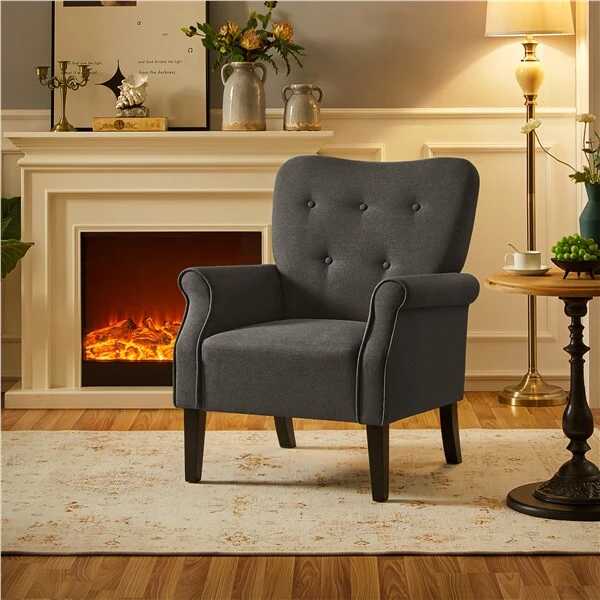 Yaheetech Mid Century Accent Chair with Sturdy Wood Legs and High Back - Image 15