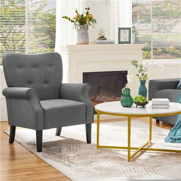 Yaheetech Mid Century Accent Chair with Sturdy Wood Legs and High Back - Image 16