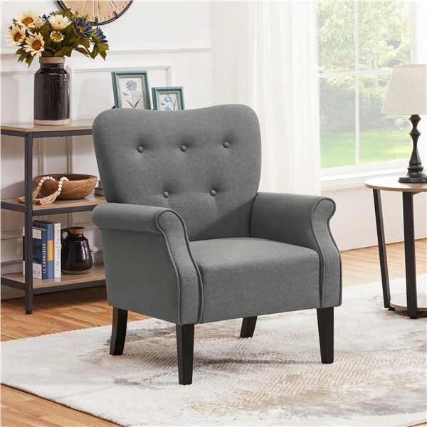 Yaheetech Mid Century Accent Chair with Sturdy Wood Legs and High Back - Image 17